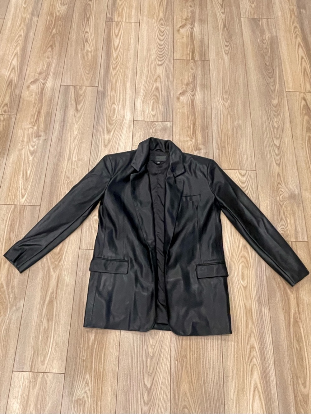 Blank NYC Black Faux Leather Blazer